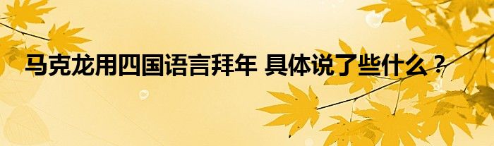 马克龙用四国语言拜年 具体说了些什么?
