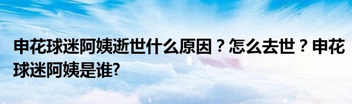申花球迷阿姨逝世什么原因?怎么去世?申花球迷阿姨是谁?