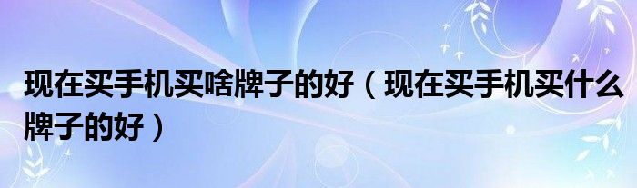 现在买手机买啥牌子的好(现在买手机买什么牌子的好)