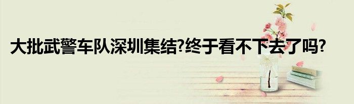 大批武警车队深圳集结?终于看不下去了吗?
