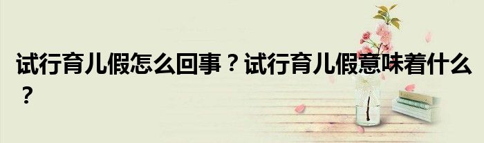 试行育儿假怎么回事?试行育儿假意味着什么?