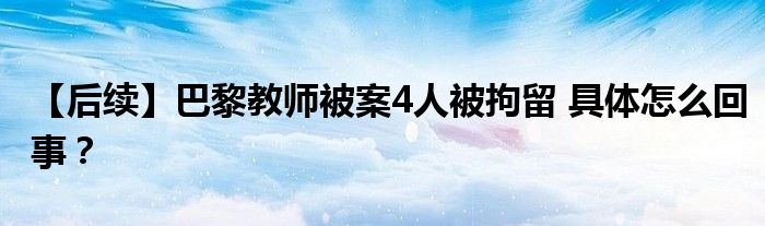 【后续】巴黎教师被案4人被拘留 具体怎么回事?