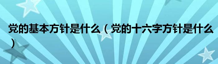 党的基本方针是什么(党的十六字方针是什么)