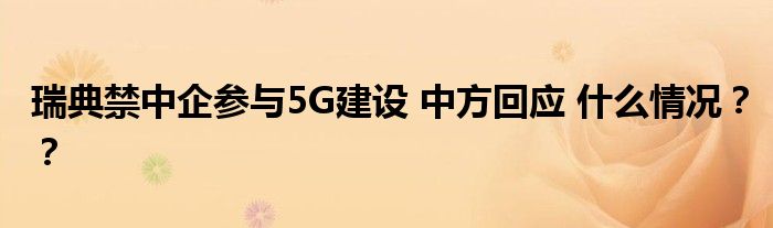 瑞典禁中企参与5G建设 中方回应 什么情况??