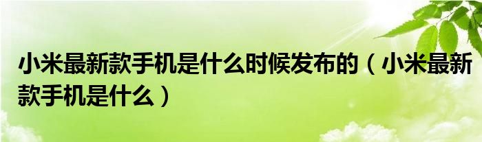 小米最新款手机是什么时候发布的(小米最新款手机是什么)