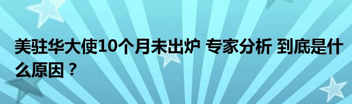 美驻华大使10个月未出炉 专家分析 到底是什么原因?