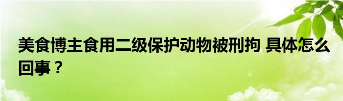 美食博主食用二级保护动物被刑拘 具体怎么回事?