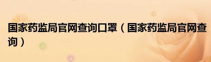 国家药监局官网查询口罩(国家药监局官网查询)