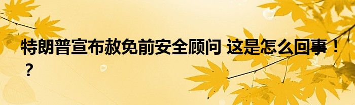 特朗普宣布赦免前安全顾问 这是怎么回事!?
