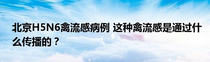 北京H5N6禽流感病例 这种禽流感是通过什么传播的?