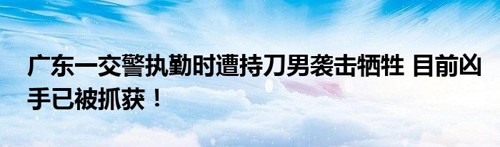 广东一交警执勤时遭持刀男袭击牺牲 目前凶手已被抓获!