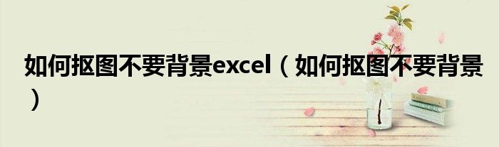 如何抠图不要背景excel(如何抠图不要背景)