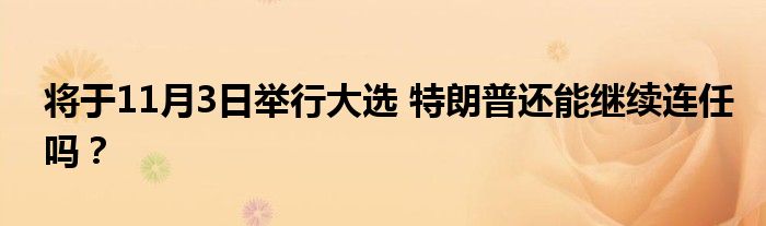 将于11月3日举行大选 特朗普还能继续连任吗?