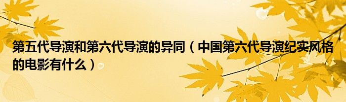 第五代导演和第六代导演的异同(中国第六代导演纪实风格的电影有什么)