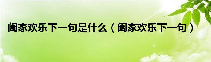 阖家欢乐下一句是什么(阖家欢乐下一句)
