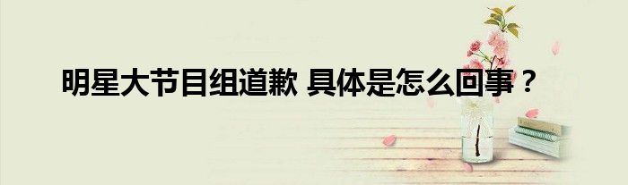 明星大节目组道歉 具体是怎么回事?