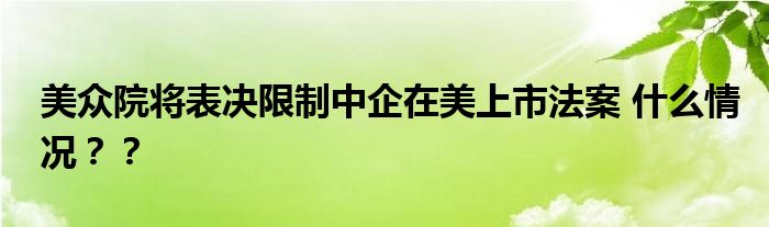 美众院将表决限制中企在美上市法案 什么情况??