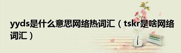 yyds是什么意思网络热词汇(tskr是啥网络词汇)