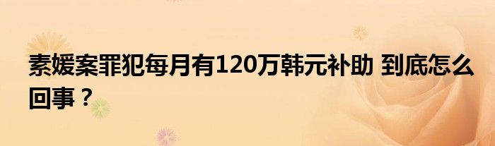 素媛案罪犯每月有120万韩元补助 到底怎么回事?