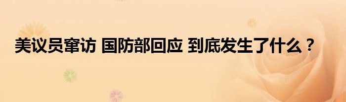 美议员窜访 国防部回应 到底发生了什么?