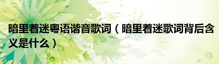 暗里着迷粤语谐音歌词(暗里着迷歌词背后含义是什么)