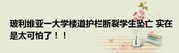 玻利维亚一大学楼道护栏断裂学生坠亡 实在是太可怕了!!
