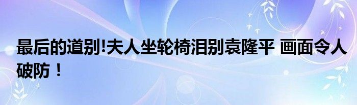 最后的道别!夫人坐轮椅泪别袁隆平 画面令人破防!
