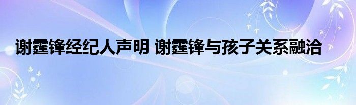 谢霆锋经纪人声明 谢霆锋与孩子关系融洽