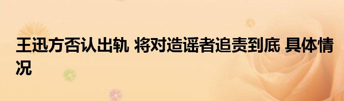 王迅方否认出轨 将对造谣者追责到底 具体情况