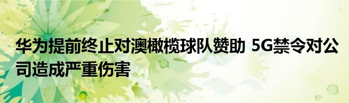 华为提前终止对澳橄榄球队赞助 5G禁令对公司造成严重伤害