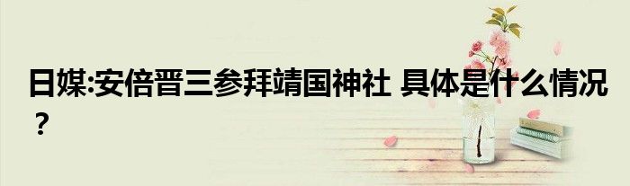 日媒:安倍晋三参拜靖国神社 具体是什么情况?
