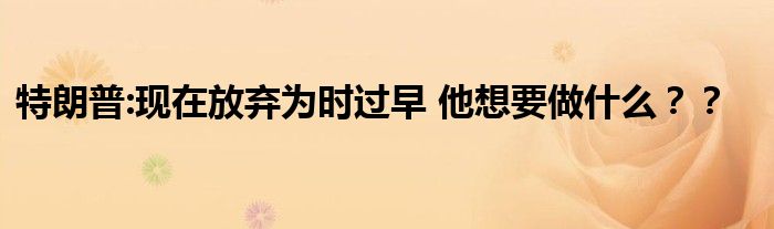 特朗普:现在放弃为时过早 他想要做什么??