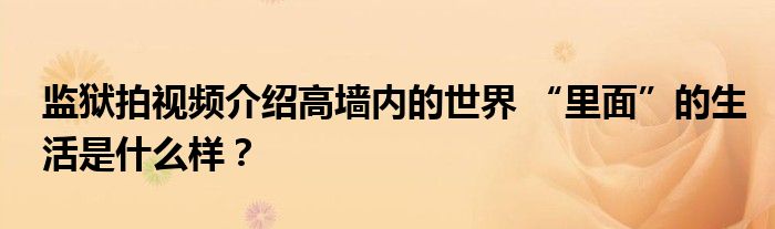 监狱拍视频介绍高墙内的世界 “里面”的生活是什么样?