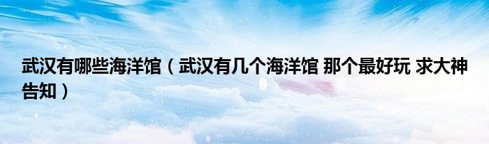 武汉有哪些海洋馆(武汉有几个海洋馆 那个最好玩 求大神告知)