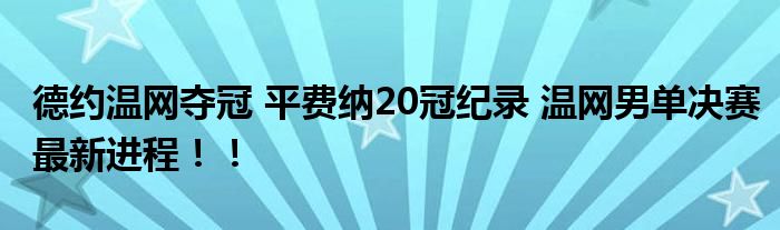 德约温网夺冠 平费纳20冠纪录 温网男单决赛最新进程!!