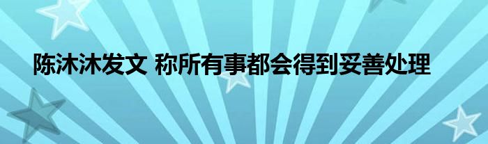 陈沐沐发文 称所有事都会得到妥善处理