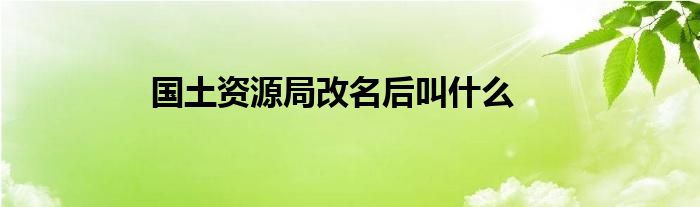 国土资源局改名后叫什么