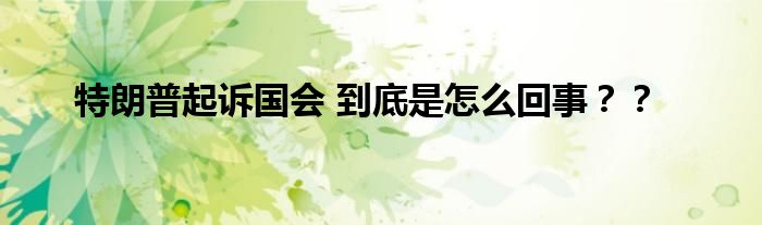 特朗普起诉国会 到底是怎么回事??