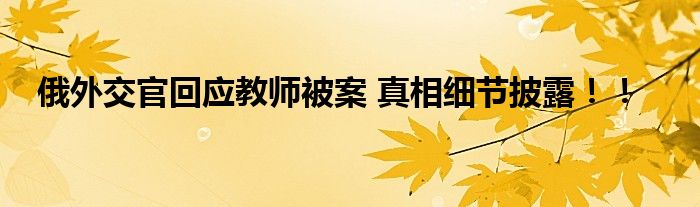俄外交官回应教师被案 真相细节披露!!