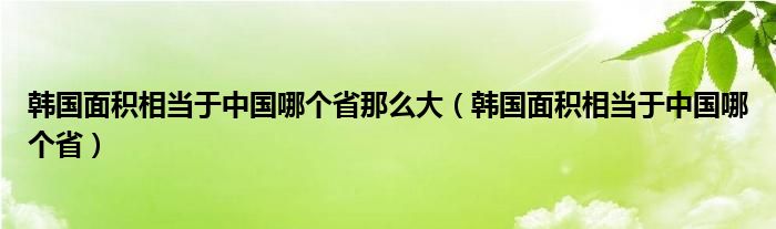 韩国面积相当于中国哪个省那么大(韩国面积相当于中国哪个省)