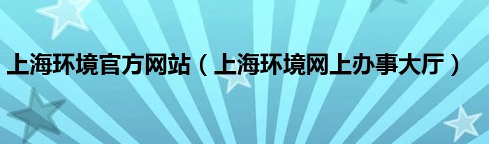上海环境官方网站(上海环境网上办事大厅)