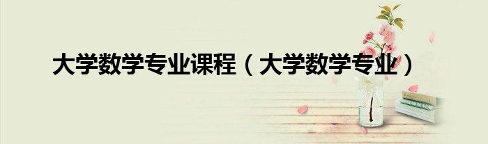大学数学专业课程(大学数学专业)