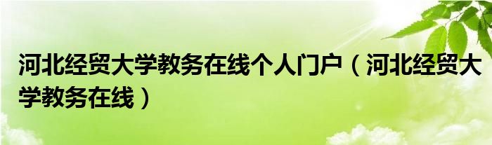 河北经贸大学教务在线个人门户(河北经贸大学教务在线)