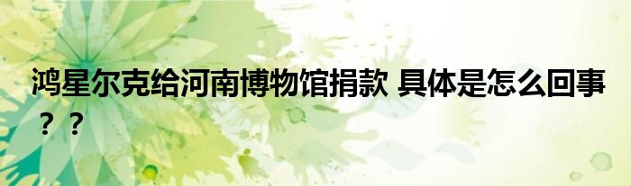 鸿星尔克给河南博物馆捐款 具体是怎么回事??