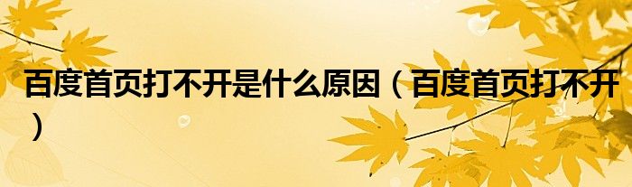 百度首页打不开是什么原因(百度首页打不开)