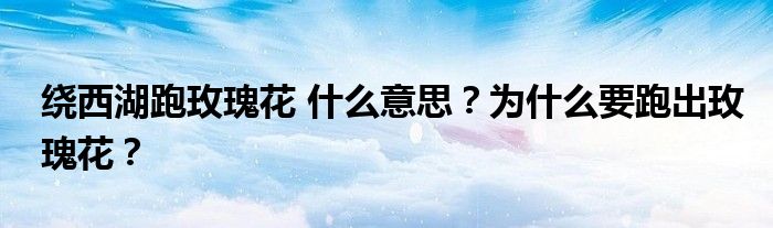 绕西湖跑玫瑰花 什么意思?为什么要跑出玫瑰花?