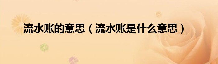 流水账的意思(流水账是什么意思)