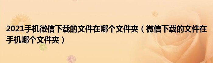 2021手机微信下载的文件在哪个文件夹(微信下载的文件在手机哪个文件夹)