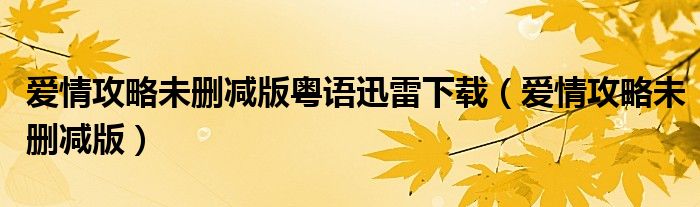 爱情攻略未删减版粤语迅雷下载(爱情攻略未删减版)