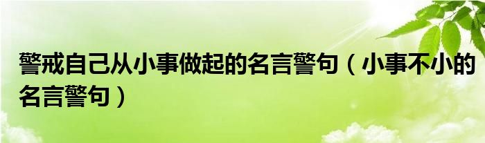 警戒自己从小事做起的名言警句(小事不小的名言警句)